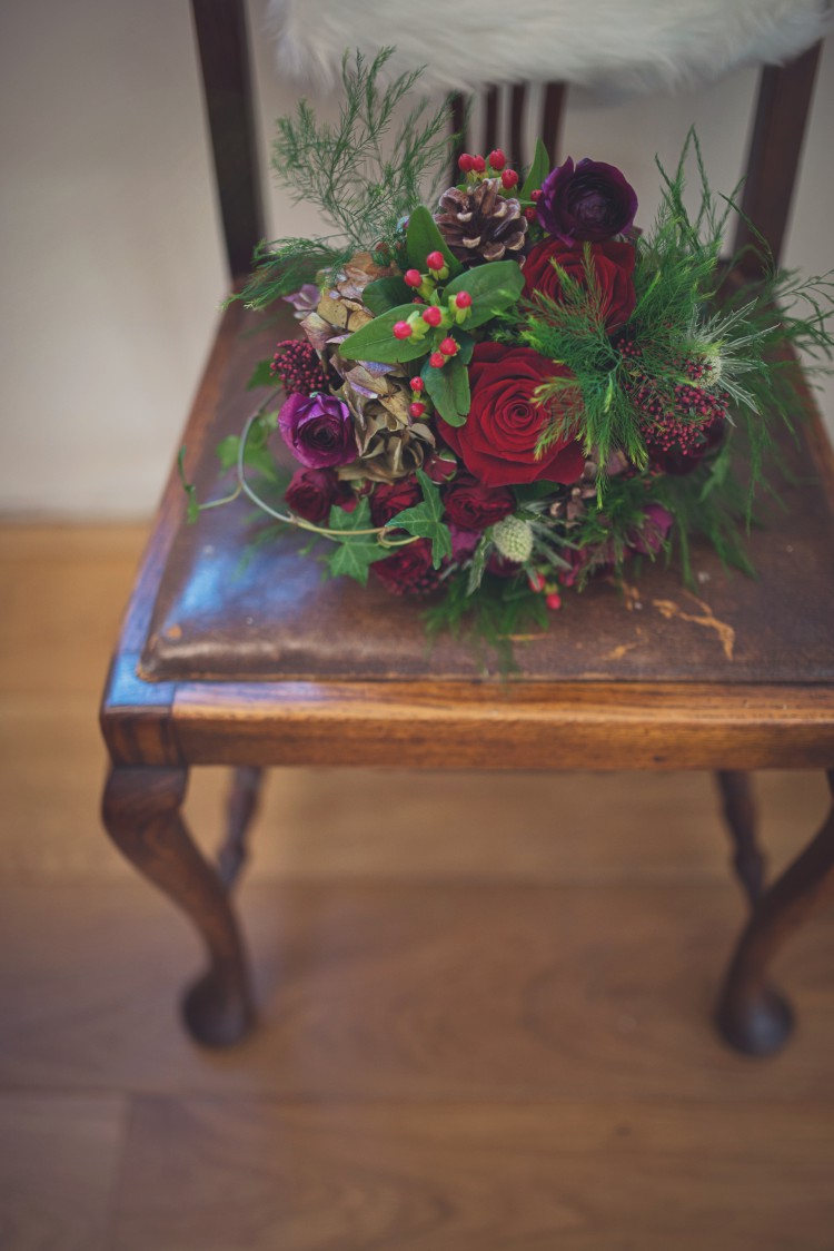 rustic winter bridal bouquet