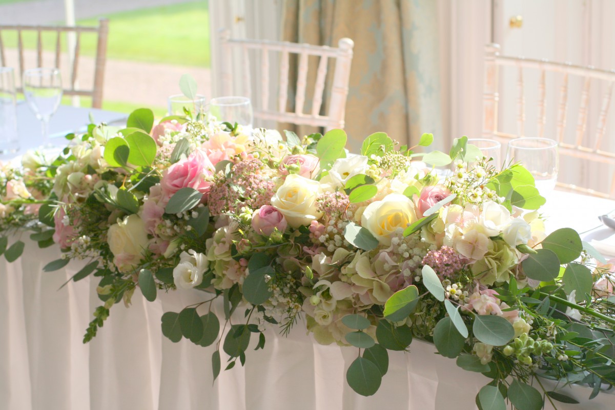 top table wedding flowers at Homme House