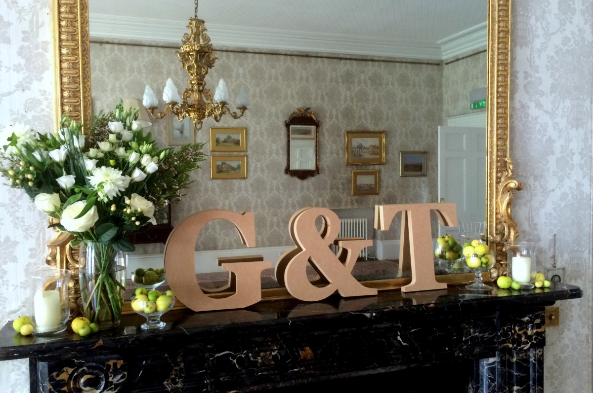 G&T initials wedding flowers and styling at Homme House