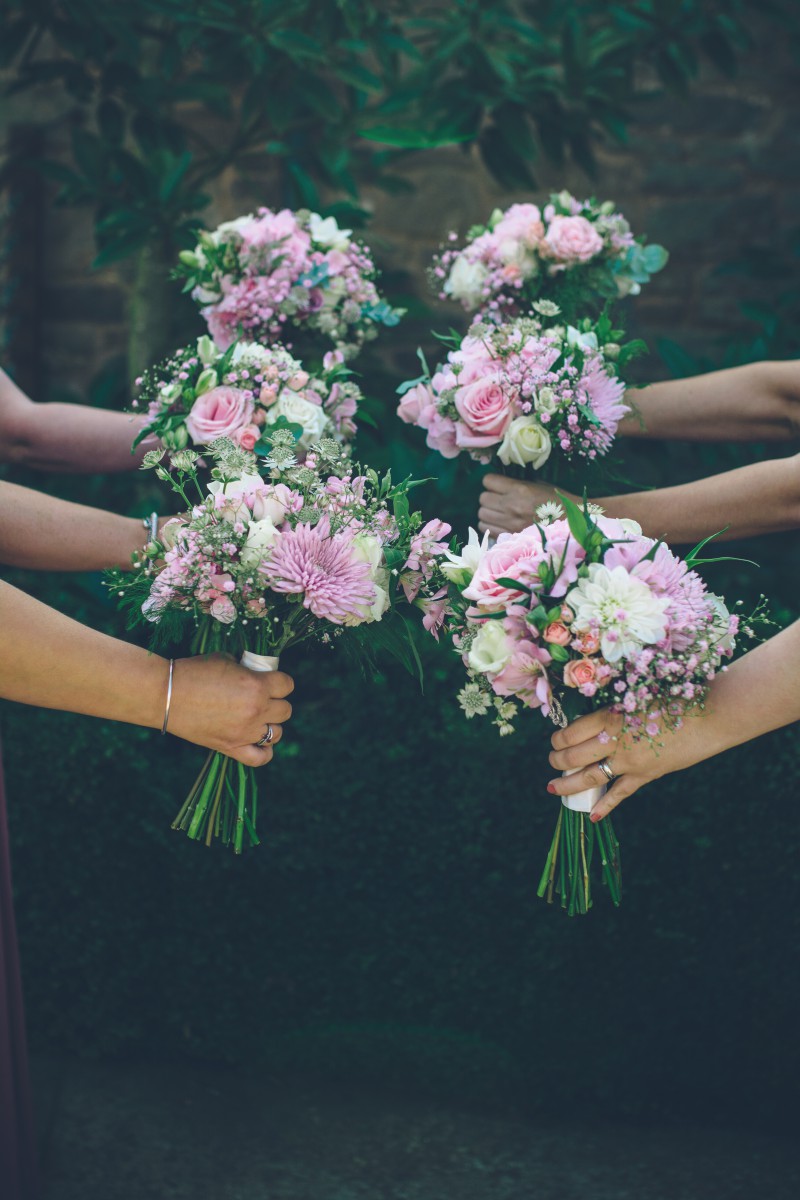 pastel pink bridesmaids bouquets