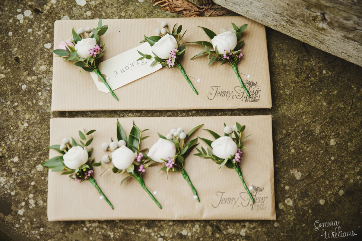 buttonholes Herefordshire wedding flowers