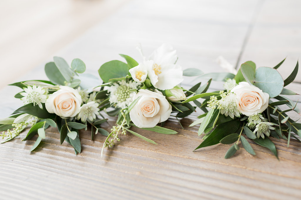 rose and foliage buttonholes