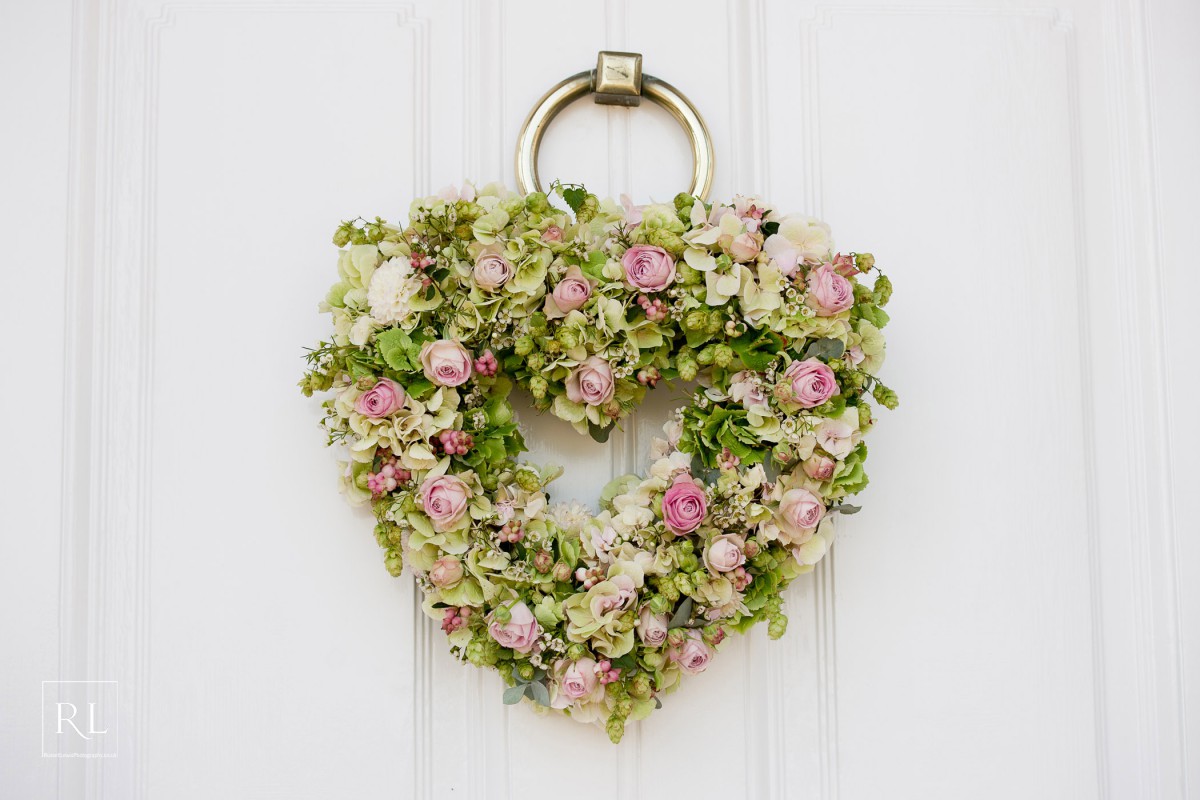 heart wreath for front door at Homme House
