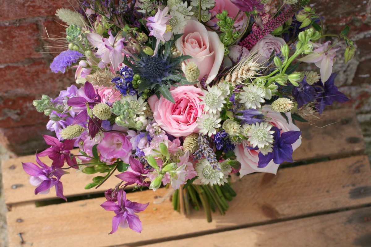rustic brides bouquet for a spring wedding at Lyde Court